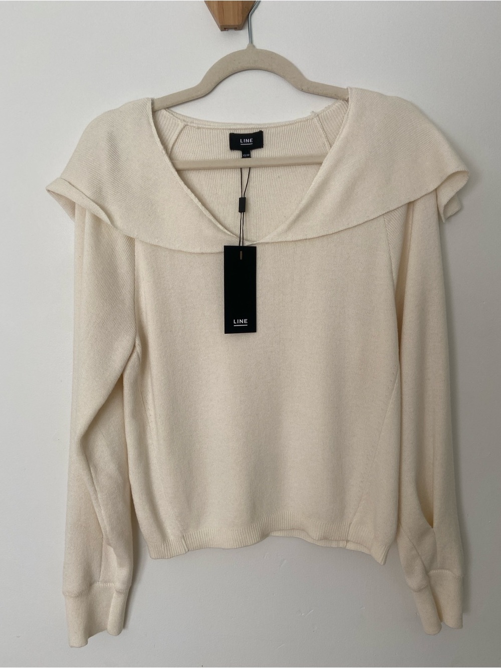 Line The Label NWT Collared Polo Sweater White Cream size XS
